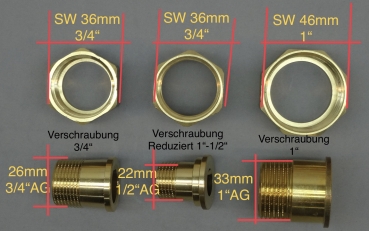 Wasserpumpenverschraubung (G1" auf R1/2")