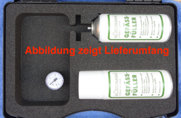 Ersatzmanometer, Wartungskoffer und zwei Füllgasdosen