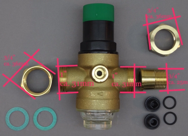 D06F-3/4-Links (mit Überwurfmutter und Verschraubung 3/4")
