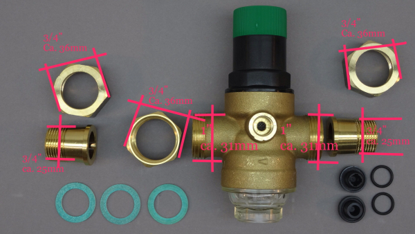 D06F-3/4-Links (Überwurfmutter und 3/4" Verschraubungsset)