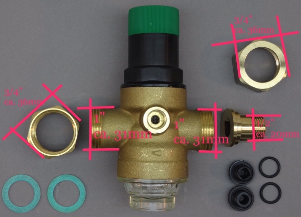 D06F-3/4-Links (mit Überwurfmutter und Verschraubung 1/2")