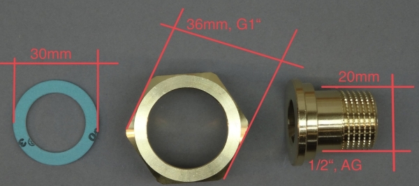 Wasserpumpenverschraubung (G1" auf R1/2")