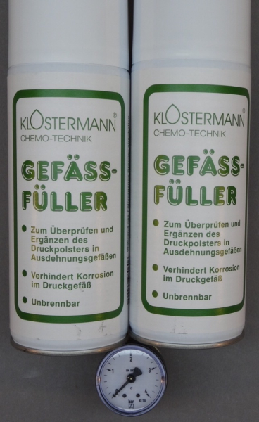 Ersatzmanometer und zwei Füllgasdosen