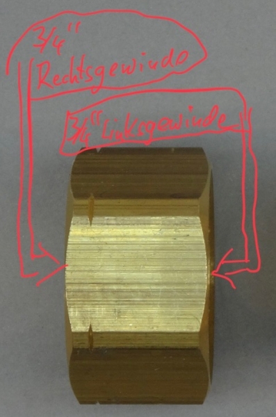 Messingmuffe Rechts - Linksgewinde 1" Innengewinde